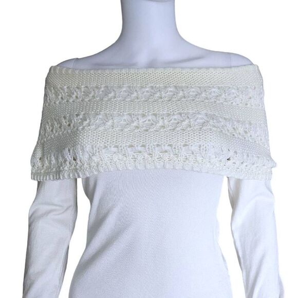 coquette crochet off-the-shoulder sweater - Picture 2 of 5